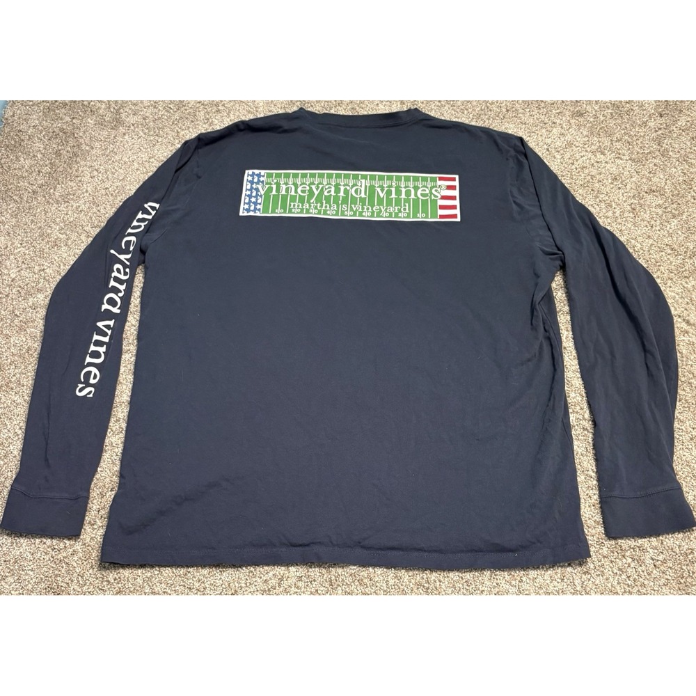 Vineyard Vines Size XB Extra Big Mens Football Whale Long Sleeve Pocket T-Shirt